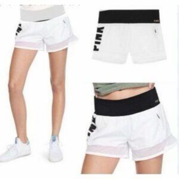 PINK VICTORIA’S SECRET Ultimate Women’s White & Black Athletic Running Shorts Si - Picture 1 of 5